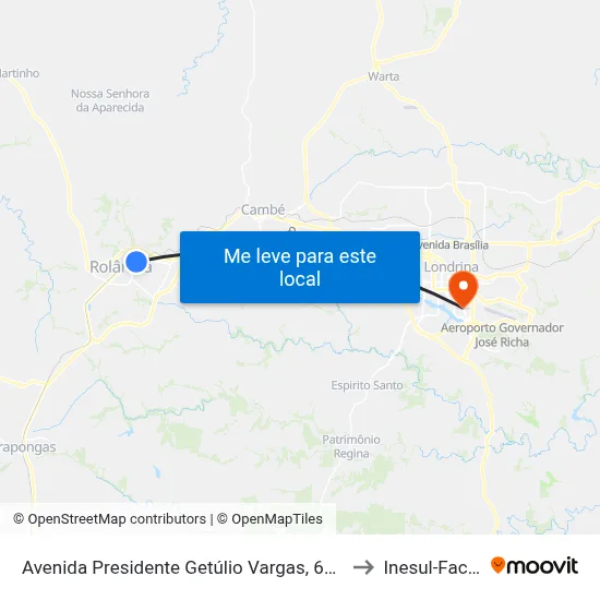 Avenida Presidente Getúlio Vargas, 668 - Posto Yamada to Inesul-Faculdade map