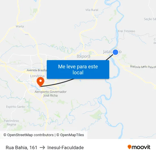 Rua Bahia, 161 to Inesul-Faculdade map