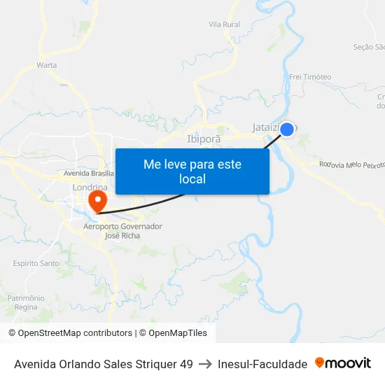 Avenida Orlando Sales Striquer 49 to Inesul-Faculdade map