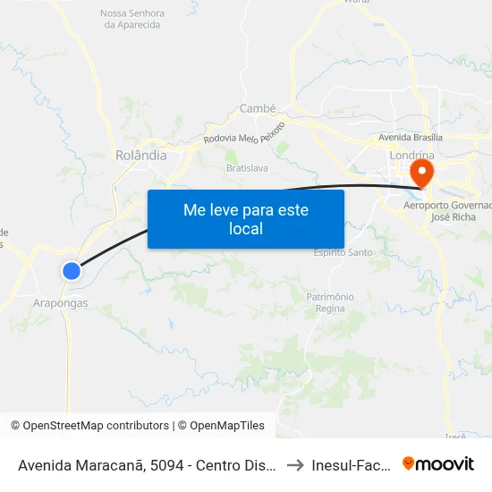 Avenida Maracanã, 5094 - Centro Distribuição Verona to Inesul-Faculdade map
