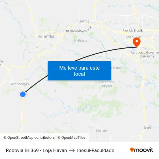 Rodovia Br 369 - Loja Havan to Inesul-Faculdade map