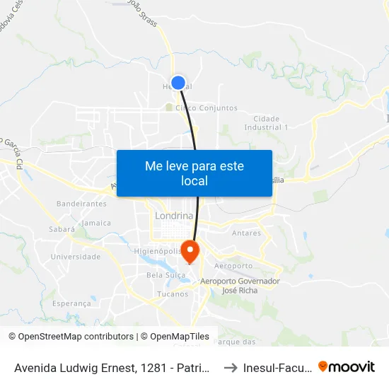 Avenida Ludwig Ernest, 1281 - Patrimônio Heimtal to Inesul-Faculdade map