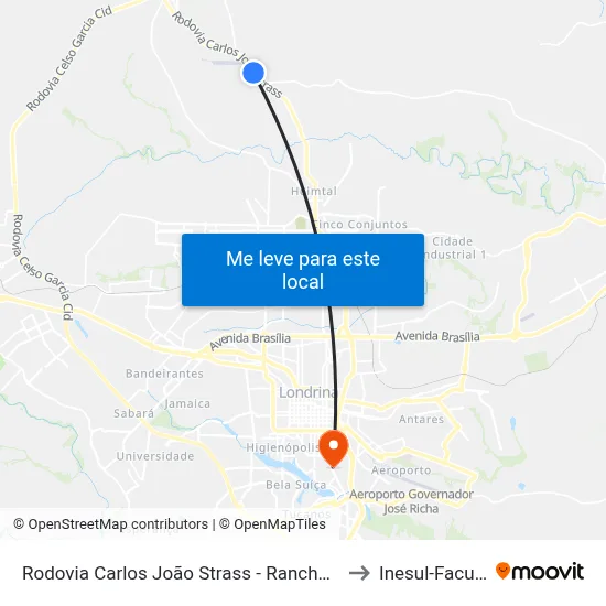 Rodovia Carlos João Strass - Rancho Do Manduca to Inesul-Faculdade map