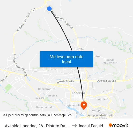 Avenida Londrina, 26 - Distrito Da Warta to Inesul-Faculdade map