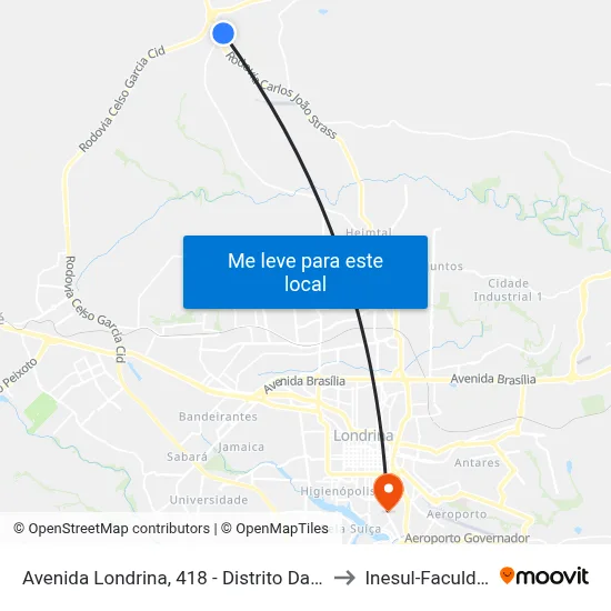 Avenida Londrina, 418 - Distrito Da Warta to Inesul-Faculdade map