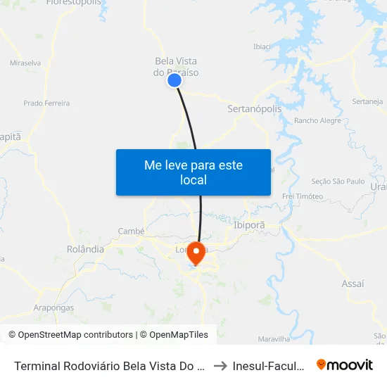Terminal Rodoviário Bela Vista Do Paraíso to Inesul-Faculdade map
