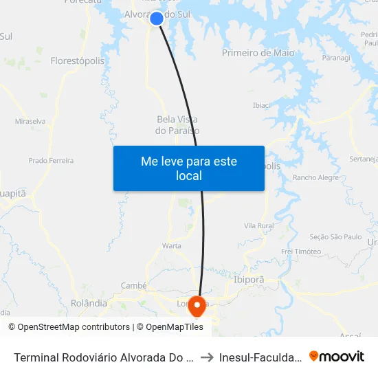 Terminal Rodoviário Alvorada Do Sul to Inesul-Faculdade map