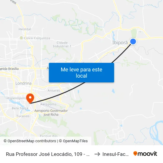 Rua Professor José Leocádio, 109 - Jd. Bom Pastor to Inesul-Faculdade map