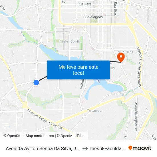 Avenida Ayrton Senna Da Silva, 998 to Inesul-Faculdade map