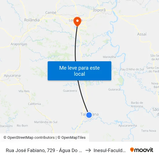Rua José Fabiano, 729 - Água Do Beijo to Inesul-Faculdade map