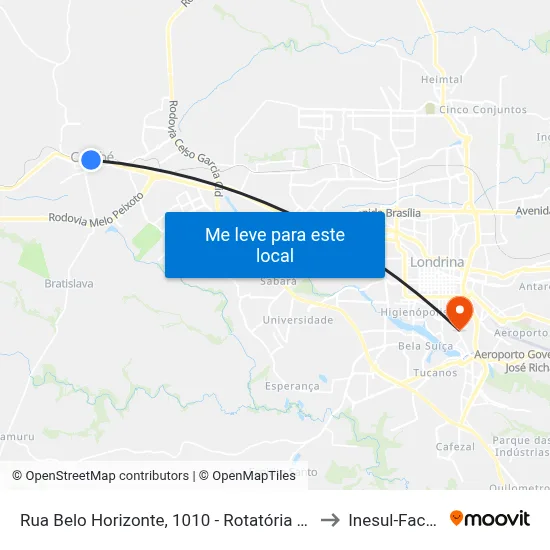 Rua Belo Horizonte, 1010 - Rotatória Terminal Cambé to Inesul-Faculdade map