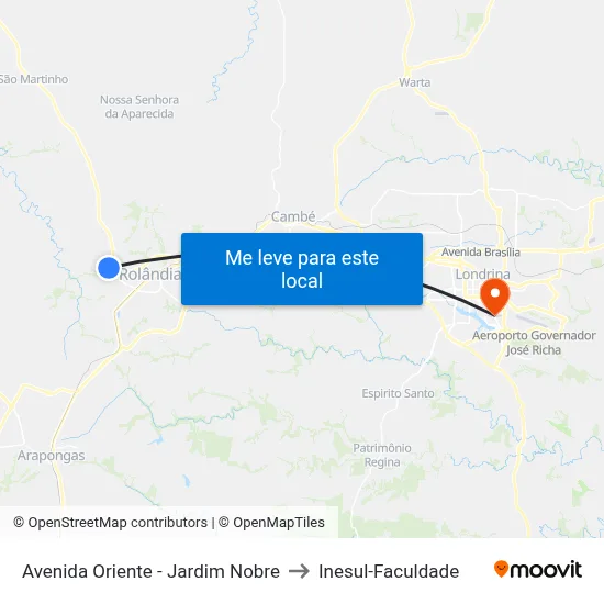Avenida Oriente - Jardim Nobre to Inesul-Faculdade map