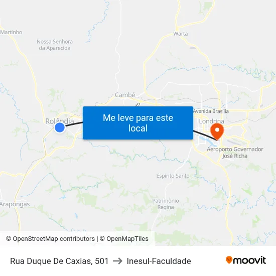 Rua Duque De Caxias, 501 to Inesul-Faculdade map