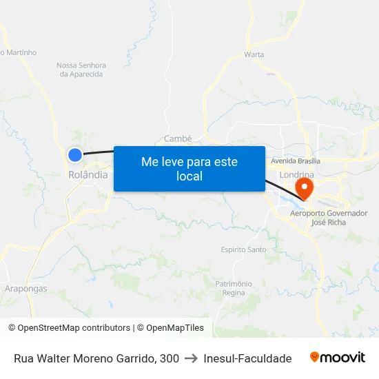 Rua Walter Moreno Garrido, 300 to Inesul-Faculdade map