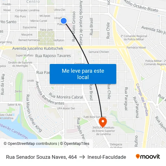 Rua Senador Souza Naves, 464 to Inesul-Faculdade map