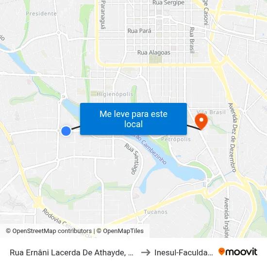 Rua Ernâni Lacerda De Athayde, 175 to Inesul-Faculdade map