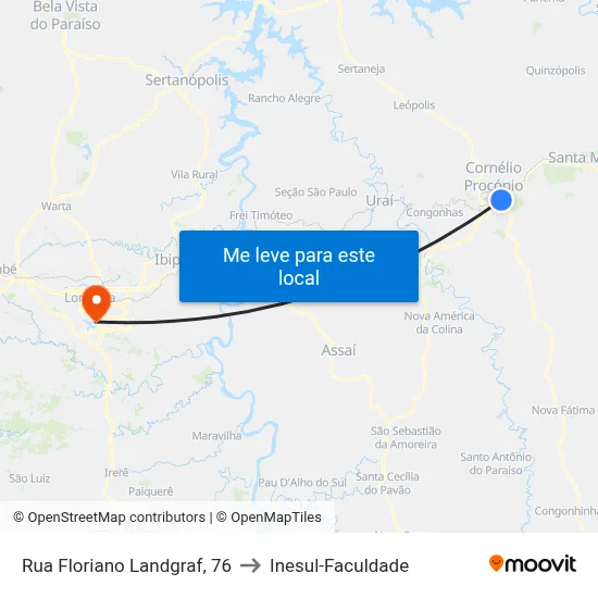 Rua Floriano Landgraf, 76 to Inesul-Faculdade map