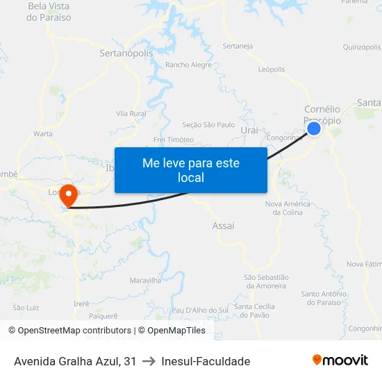 Avenida Gralha Azul, 31 to Inesul-Faculdade map