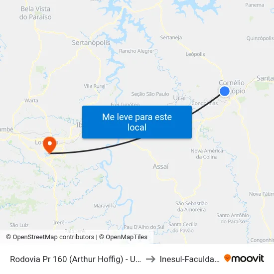 Rodovia Pr 160 (Arthur Hoffig) - Uenp to Inesul-Faculdade map