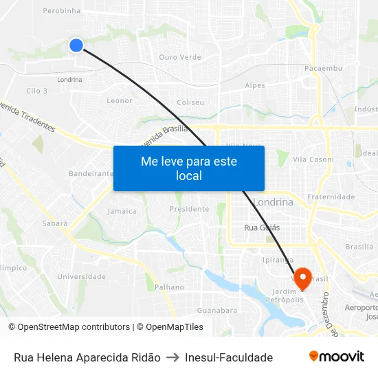 Rua Helena Aparecida Ridão to Inesul-Faculdade map