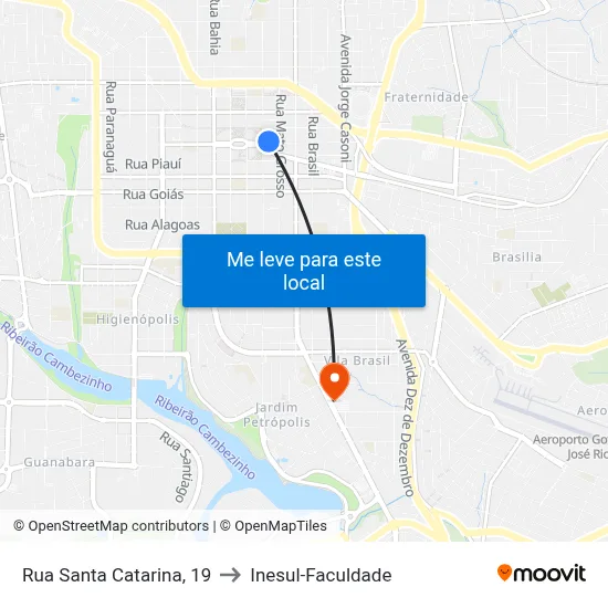 Rua Santa Catarina, 19 to Inesul-Faculdade map