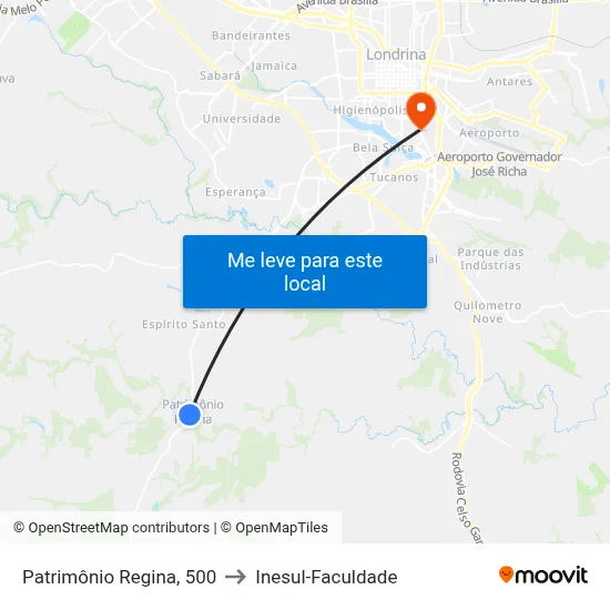 Patrimônio Regina, 500 to Inesul-Faculdade map