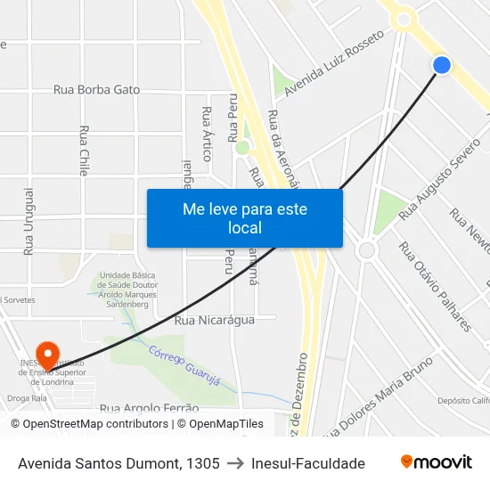 Avenida Santos Dumont, 1305 to Inesul-Faculdade map
