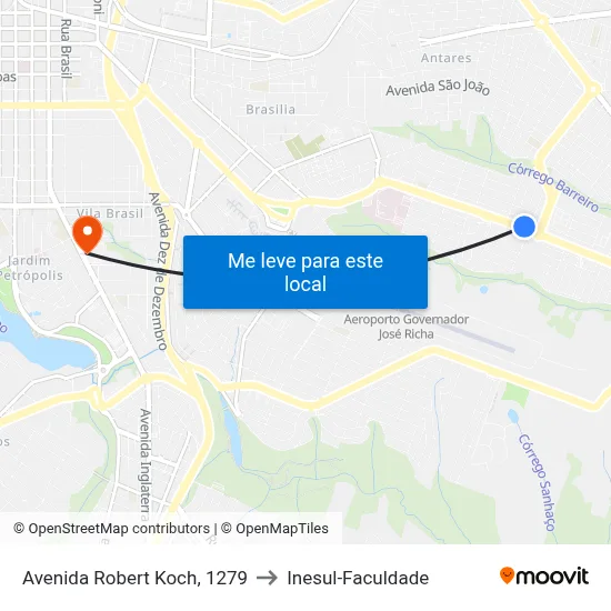 Avenida Robert Koch, 1279 to Inesul-Faculdade map