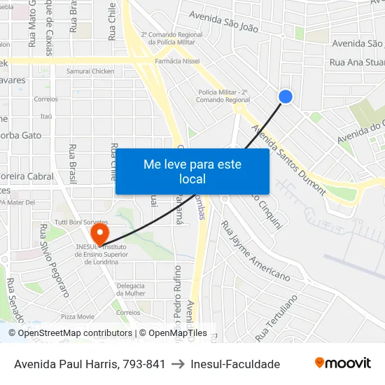 Avenida Paul Harris, 793-841 to Inesul-Faculdade map