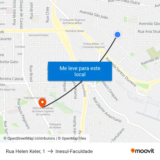 Rua Helen Keler, 1 to Inesul-Faculdade map