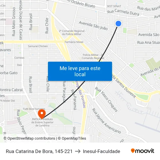 Rua Catarina De Bora, 145-221 to Inesul-Faculdade map