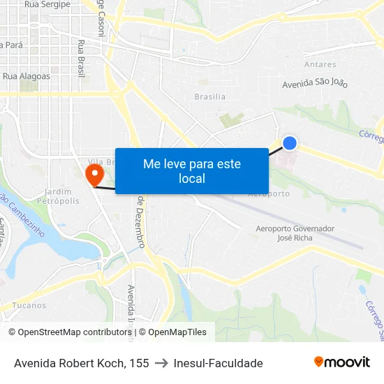 Avenida Robert Koch, 155 to Inesul-Faculdade map