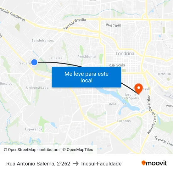 Rua Antônio Salema, 2-262 to Inesul-Faculdade map