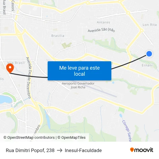 Rua Dimitri Popof, 238 to Inesul-Faculdade map