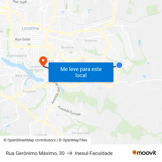 Rua Gerônimo Máximo, 30 to Inesul-Faculdade map
