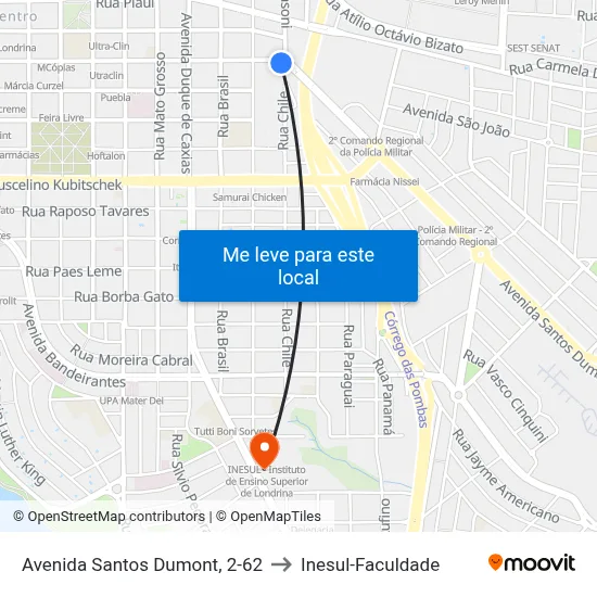 Avenida Santos Dumont, 2-62 to Inesul-Faculdade map