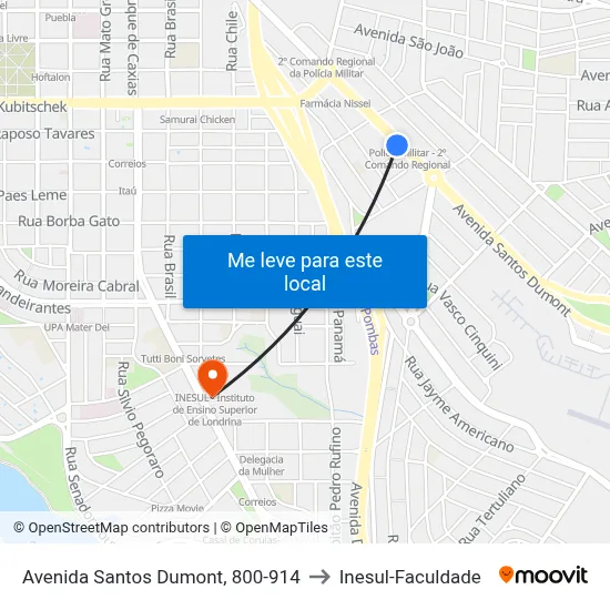 Avenida Santos Dumont, 800-914 to Inesul-Faculdade map