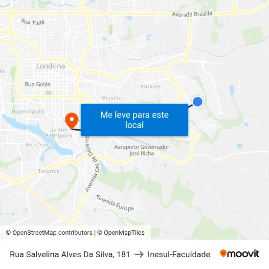Rua Salvelina Alves Da Silva, 181 to Inesul-Faculdade map