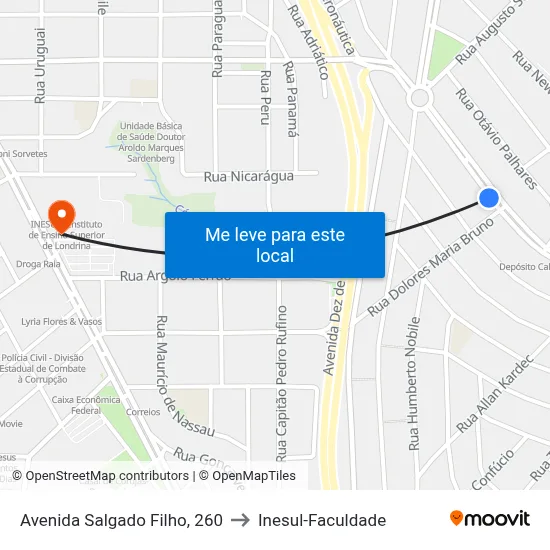 Avenida Salgado Filho, 260 to Inesul-Faculdade map