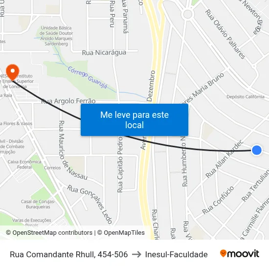 Rua Comandante Rhull, 454-506 to Inesul-Faculdade map