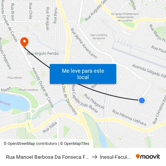 Rua Manoel Barbosa Da Fonseca Filho, 46 to Inesul-Faculdade map