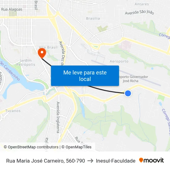 Rua Maria José Carneiro, 560-790 to Inesul-Faculdade map