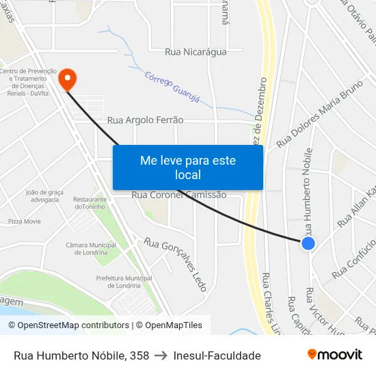 Rua Humberto Nóbile, 358 to Inesul-Faculdade map