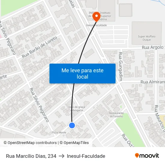 Rua Marcílio Dias, 234 to Inesul-Faculdade map