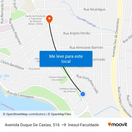 Avenida Duque De Caxias, 516 to Inesul-Faculdade map