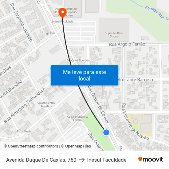 Avenida Duque De Caxias, 760 to Inesul-Faculdade map