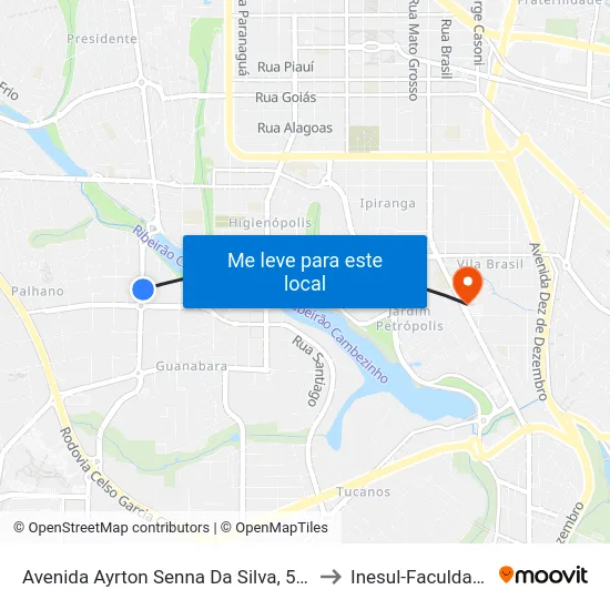Avenida Ayrton Senna Da Silva, 509 to Inesul-Faculdade map
