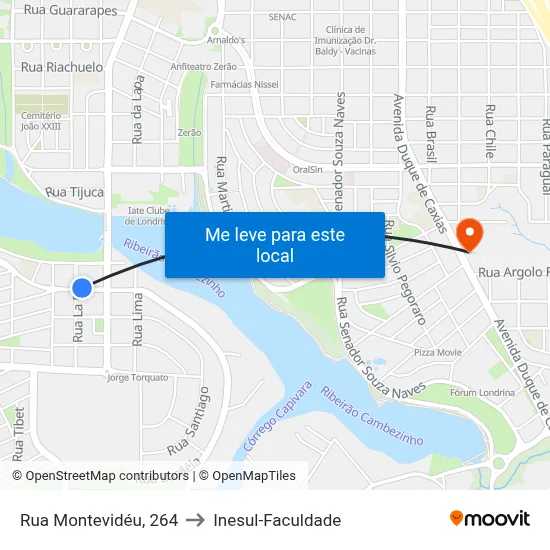 Rua Montevidéu, 264 to Inesul-Faculdade map