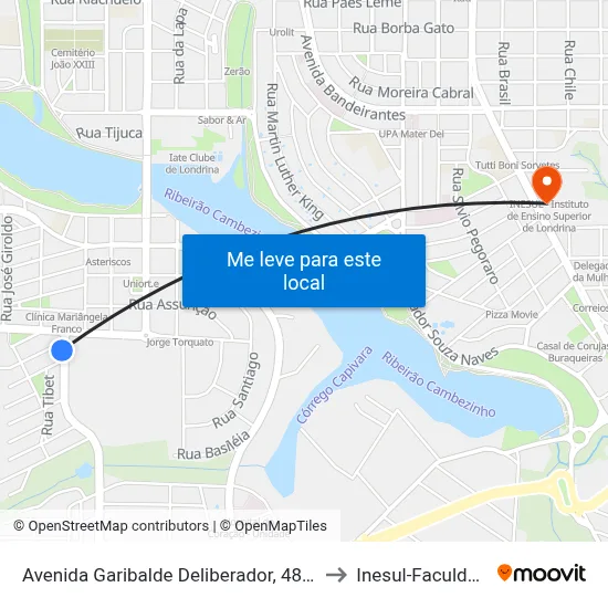 Avenida Garibalde Deliberador, 48-138 to Inesul-Faculdade map
