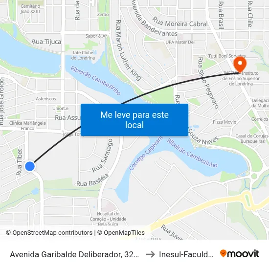 Avenida Garibalde Deliberador, 323-481 to Inesul-Faculdade map